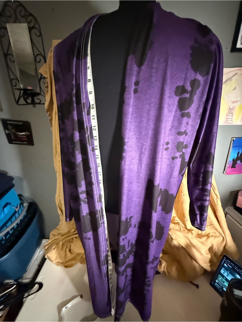 Beyond This Plane Purple/Black Long Open Cardigan and Matching Pants- 3XL